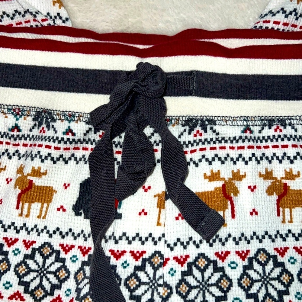 PJ SALVAGE 🫎🦌 WHITE/RED COTTON MOOSE DEER BEAR SNOWFLAKE THERMAL PAJAMA PANTS 2X - Picture 6 of 8